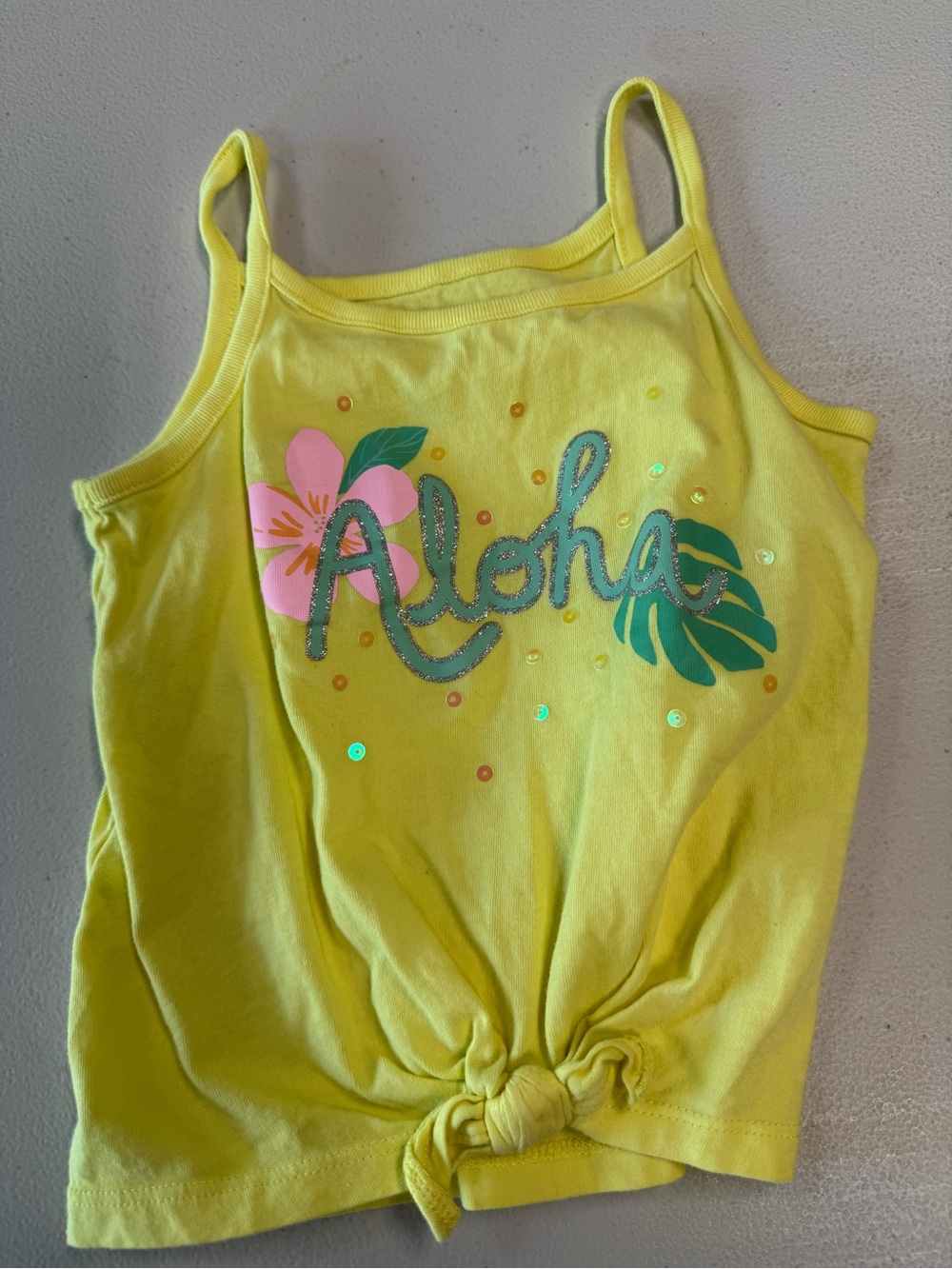 Carter's Neon Yellow Aloha Graphic Tank Top